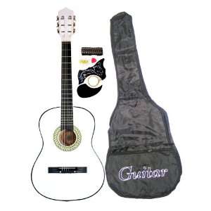  White 38 Beginner Acoustic Guitar with Gig Bag Case 