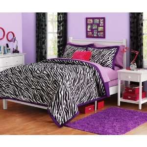   : Purple white Zebra Girl Twin Bedding Comforter set: Everything Else