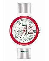 Lacoste Watch, Goa Gray and White Pinstripe Silicone Strap 2020013