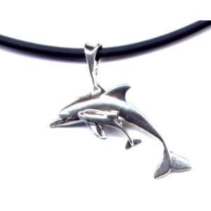    16 Dolphin Black Necklace Sterling Silver Jewelry 
