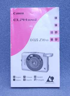 Original Instruction Manual   Canon ELPH 370z IXUS Z70  