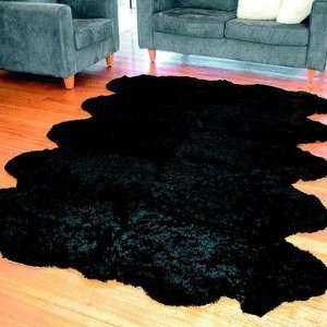  Bowron Sheepskin SWC Curly Zealamb Black Wool Rug 