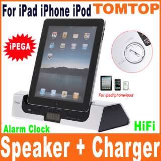   Speaker + Alloy Charger Dock 4 iPad iPhone iPod Alarm Clock  