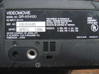 JVC Compact VHS 12x Zoom Camcorder GR AX410  