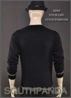 CM014 Mens Black Slim Fit Knit Cardigan Sweaters  