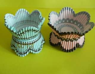   brown turquiose black petals cupcake liners baking paper cup  