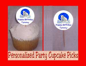   Polar Bear Personalized Birthday Party Cupcake Picks Toppers  