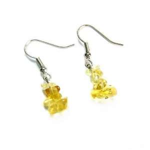  Citrine Polished Chip Gemstone Dangle Earrings Jewelry