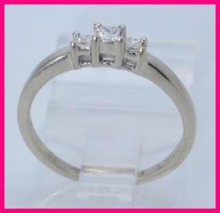 10kwg Princess Diamond 3 Stone Anniversary Ring .22ct  