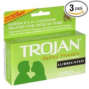 Trojan Twisted Pleasure Latex Condoms, Lubricated, 12 Count Boxes 
