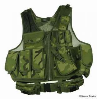 Airsoft CAMO Green Cross Draw Tactical Vest Holster M4  