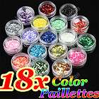 18 Pots Different Colors Rainbow Iridescent Spangle for Pro Nail Art 