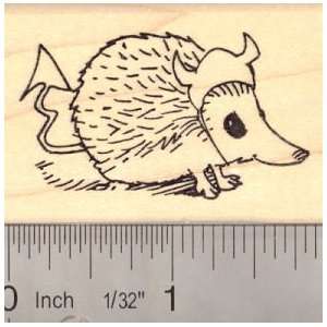  Hedgehog in Devil Halloween Costume Rubber Stamp: Arts 