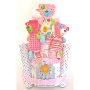  4 Tier Pink Rag Doll Diaper Cake 