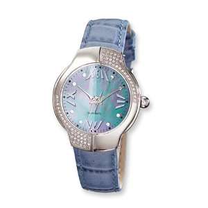  Ladies Charles Hubert Leather Band Blue Mother of Pearl 