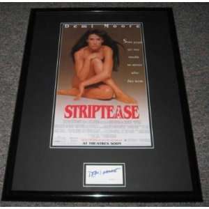 Demi Moore Signed Framed Striptease Poster Display JSA 18x24   Framed 