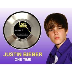 Justin Bieber One Time Framed Silver Record A3
