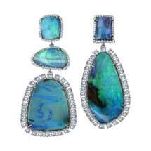 Irene Neuwirth Mismatched Boulder Opal & Diamond Earrings