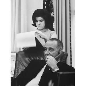 President Lyndon B. Johnson with Daughter Lucy Baines Johnson in White 