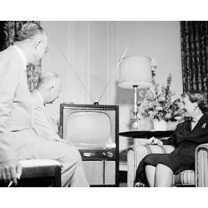  President Dwight Eisenhower & Mamie with TV 8x10 Silver 