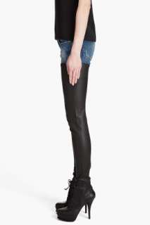 R13 Denim Leather Chap Jeans for women  