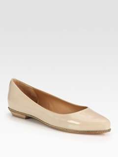 Givenchy   Patent Leather Zip Detailed Ballet Flats