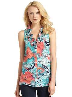 Lilly Pulitzer   Sleeveless Silk Crepe de Chine Blouse