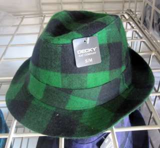   Plaid Checker Brim Plain Woven Acrylic Fedora Fedoras Hat Hats Sz L/XL