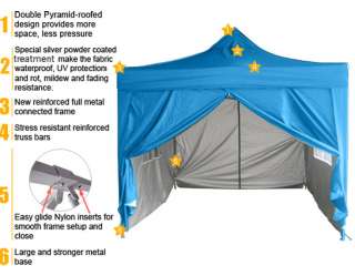Peaktop 10x10 EZ Pop Up Canopy Gazebo Party Tent LBlue  