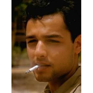  Sal Mineo Smoking Cigarette During Break in Filming of 