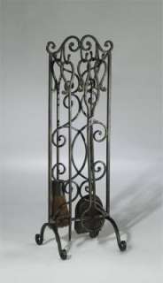 Wrought Iron Fireplace Stand w Tools 4pc Retail $134  