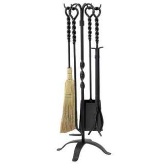 NEW HIGH END WROUGHT IRON FIREPLACE BLACK TOOLS TOOL KIT SCROLLED SET 