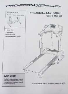  Treadmill Users Manual 295250 XP542E  
