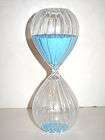   BLUE SAND HOURGLASS 30 min RIBBED FANCY GLASS Kitchen Timer Half Hour