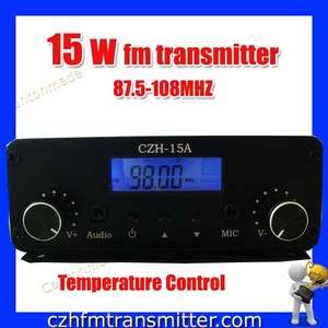CZH 15W black FM stereo PLL broadcast transmitter 1/2 wave professionl 