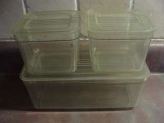 Vintage Hutzler 3 Green Plastic Food Storage Containers  