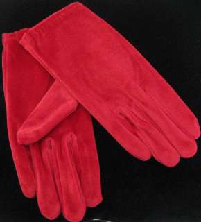 Womens Red Evening Velvet Gloves   Wrist Length  