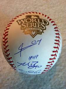 2010 Giants Team Signed World Series Baseball MLB COA Posey Cain 
