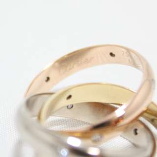AUTH CARTIER 18K TRI COLOR GOLD TRINITY ROLLING RING WITH 15 DIAMONDS 