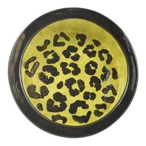 ceramic dog bowl, 14 cup toad lily green stipple leopard dog bowl 