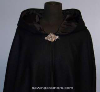 black hooded wool cloak medieval cape bridal halloween