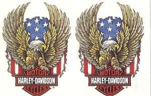Harley Davidson Eagle with Gold Wings Tattoo Decal  