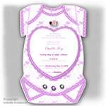 12 Heart Baby Shower Invitations DieCut Body suit  