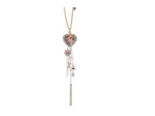   breezy style with GUESSs wild romance heart long necklace in 2 tone