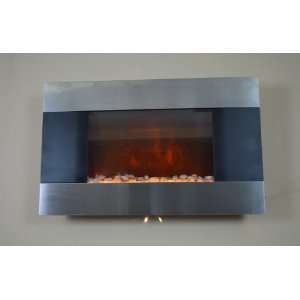   Elegant Stainless Panel Electric Fireplace Heater with Pebble GV 510DP