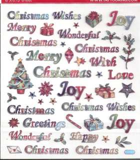 Merry Christmas Greetings stickers w/ silver accents  