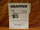 SNAPPER REAR TINE TILLERS PARTS MANUAL SERIES 0 & 1