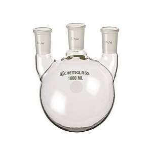  Round Bottom Boiling Flasks w/ Three Vertical Necks, Heavy 