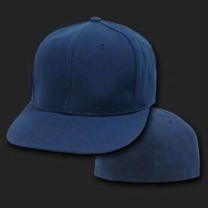   Blue Size 7 1/2 Fitted Flat Bill Baseball Cap Hat 