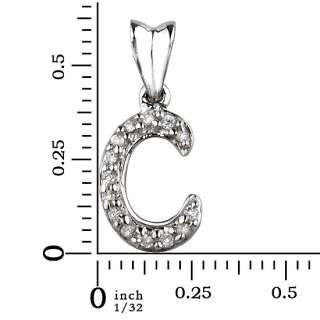 925 Sterling Silver & Cubic Zirconia Initial Letter C Pendant  